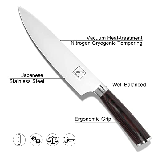 imarku Japanese Chef Knife - Pro Kitchen Knife 8 Inch Chef's Knives High Carbon Stainless Steel Sharp Paring Knife with Ergonomic Handle, Useful Kitchen Gadgets 2023