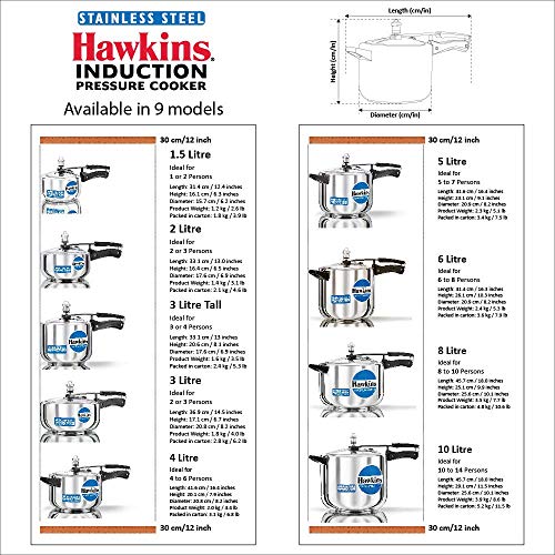 Hawkins B60 Pressure Cooker, 3 L, Silver