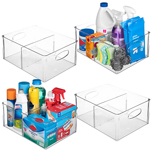 ClearSpace All-Purpose Bins with Divider XL(13.5x10x6) – Perfect Kitchen Organization or Pantry Storage – Fridge Organizer, Pantry Organization and Storage Bins, Cabinet Organizers