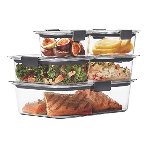 Rubbermaid Brilliance Leak-Proof Food Storage Containers with Airtight Lids, Set of 5 (10 Pieces Total) |BPA-Free & Stain Resistant Plastic